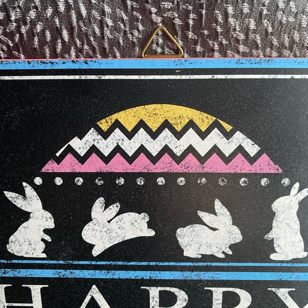 Colorful Easter Sign with Bunnies and Eggs - Picture 2 of 3